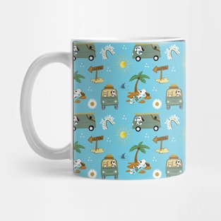 California Dreaming Pets on Vacation Retro Pattern Mug